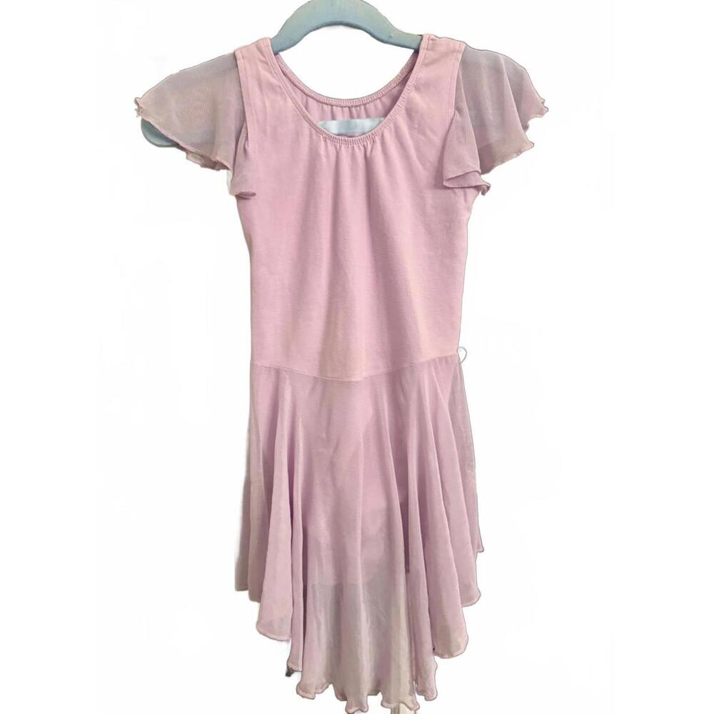 Purple Girls' Ballet Dance Leotard Dress with Sheer Skirt 4T